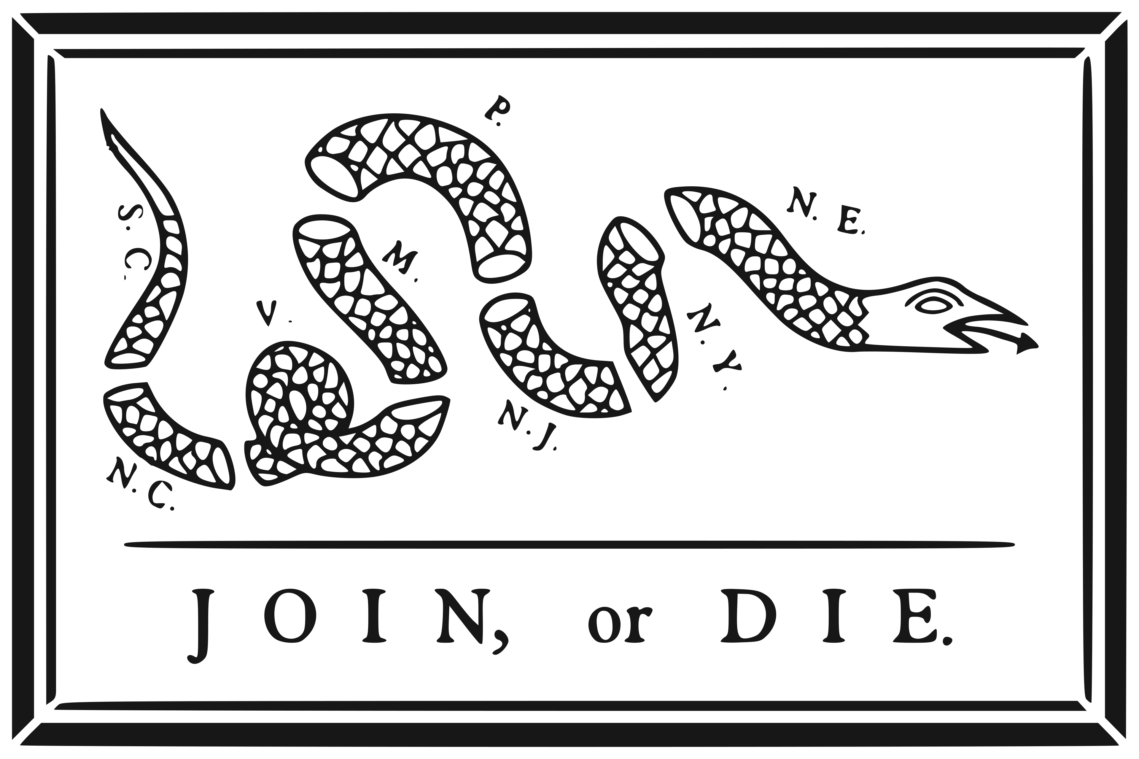 Join, or Die political communication artwork