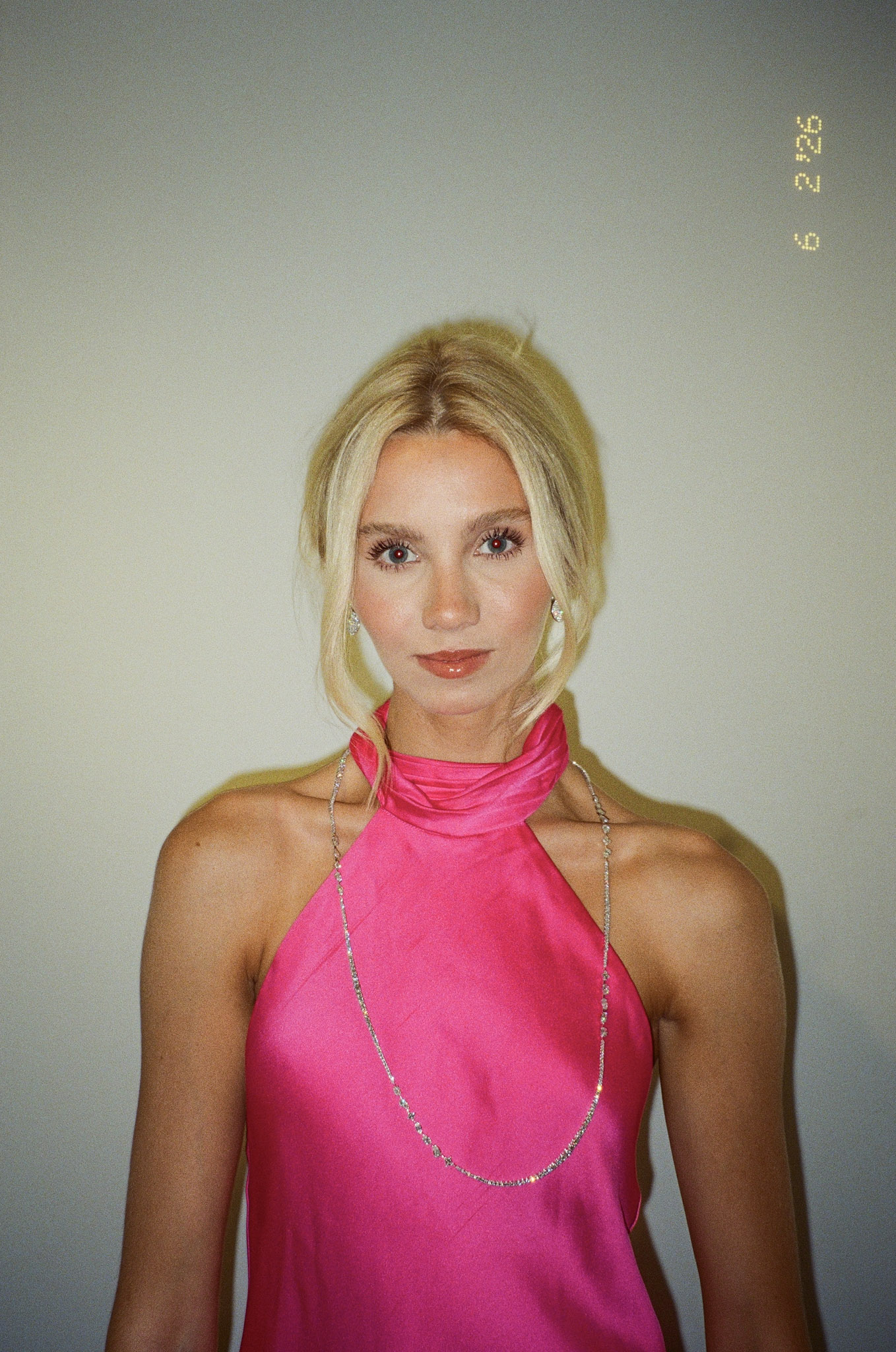 Cooke and Berlinger pink dress portrait on 35mm film