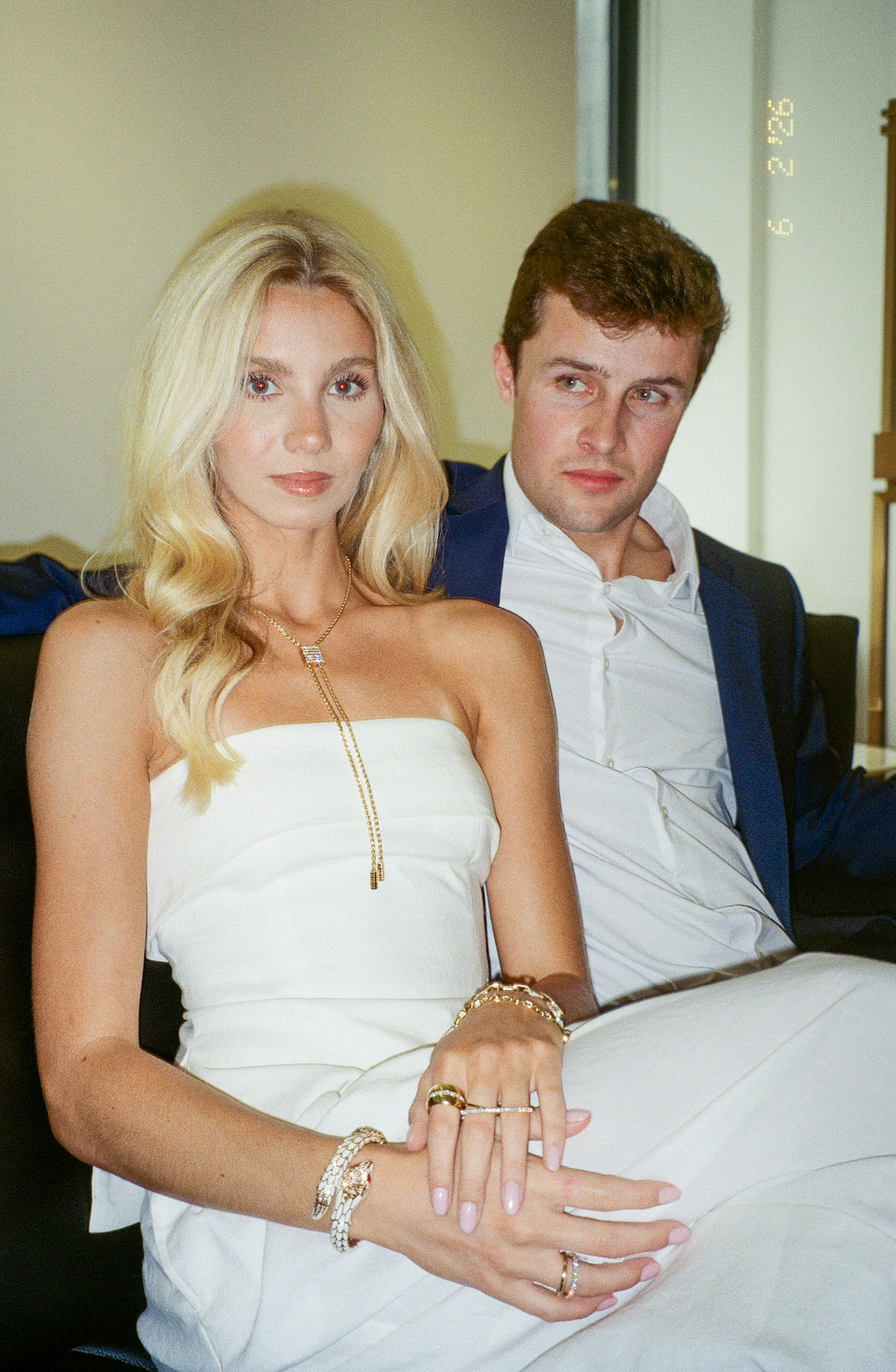 Cooke and Berlinger seated couple jewelry portrait on film