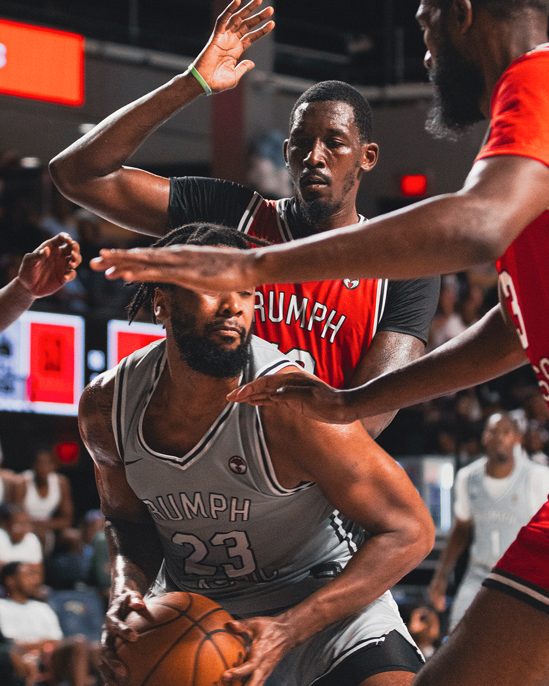 Danny Rumph Classic player driving through defenders in the paint