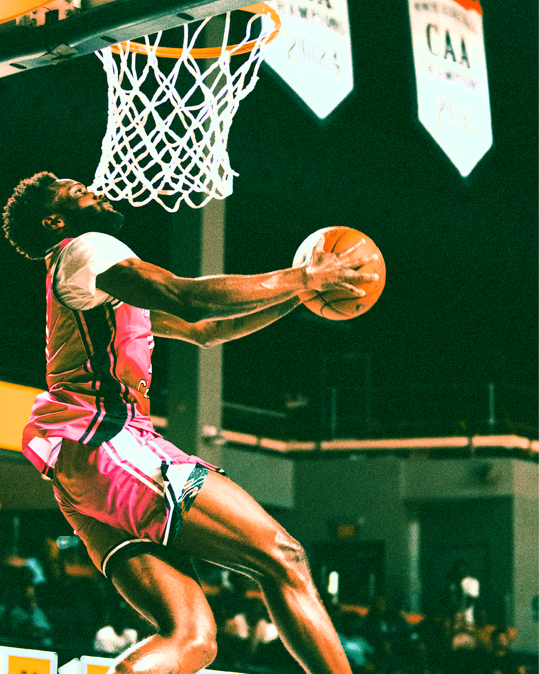 Stylized Danny Rumph Classic dunk edit in green and pink tones
