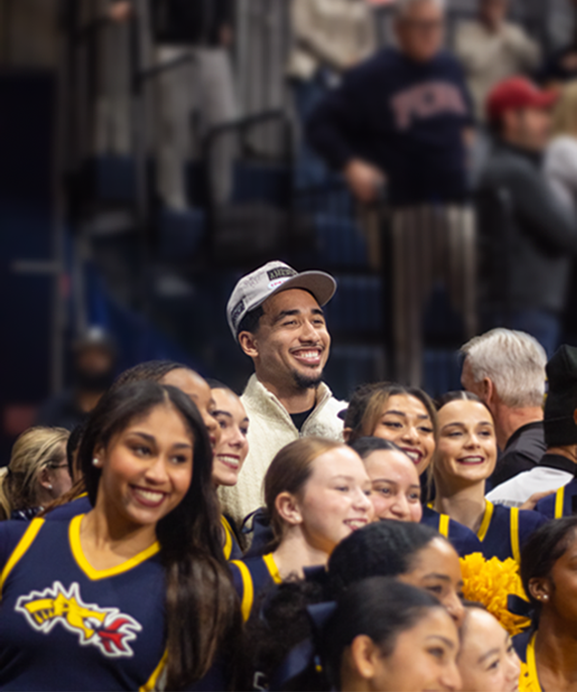 Drexel basketball crowd and cheer team portrait