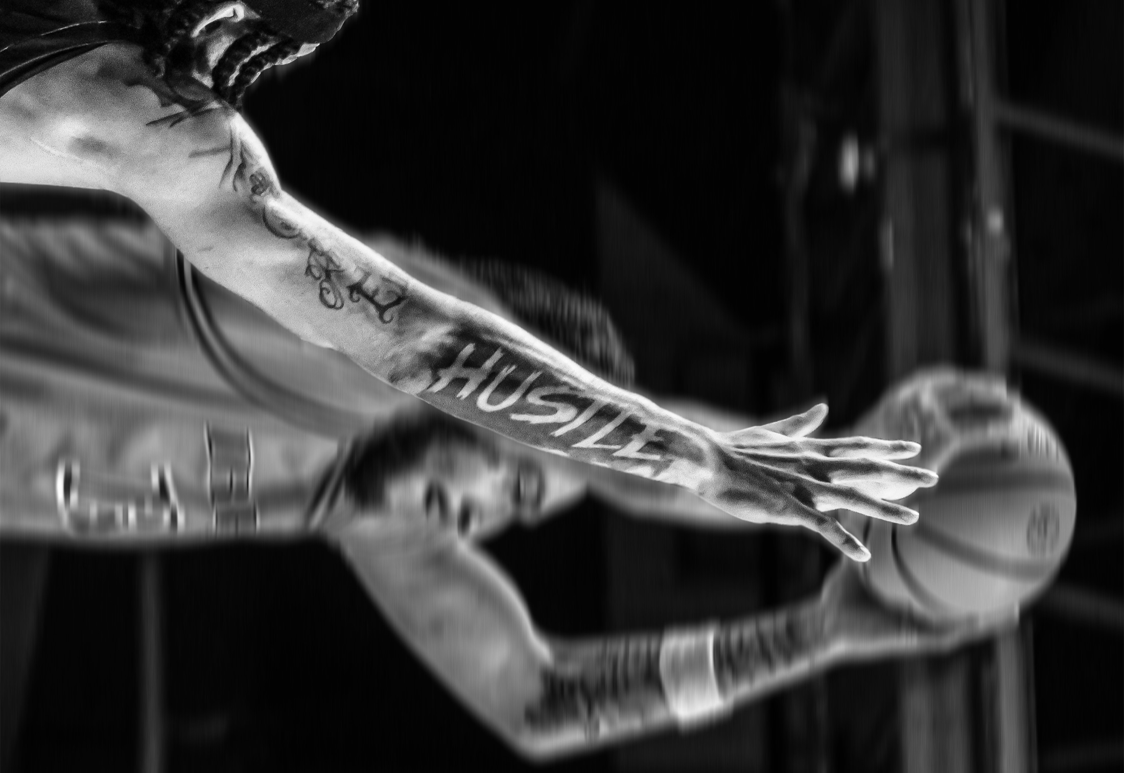 Black and white Drexel basketball detail