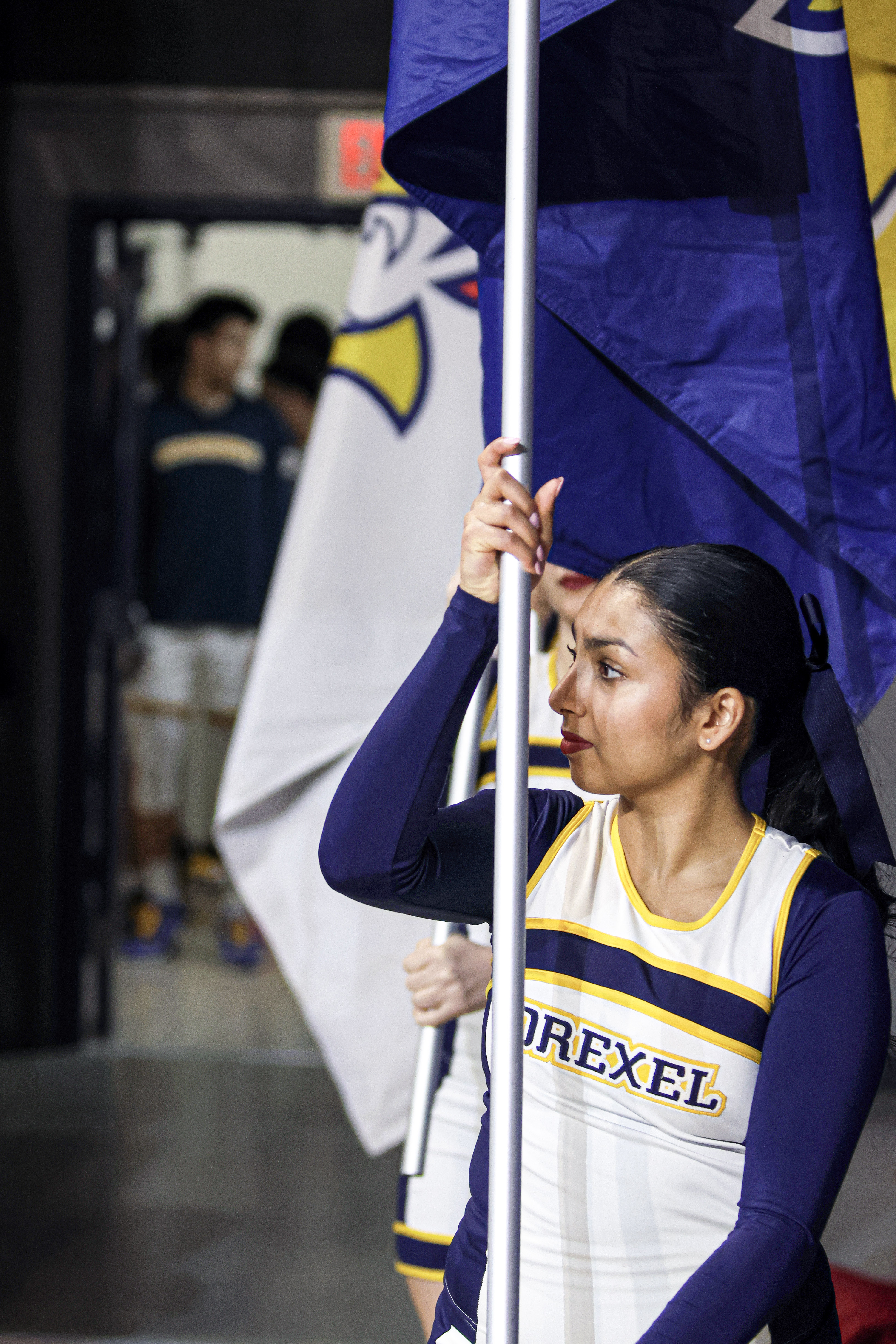 Drexel flag bearer before a game