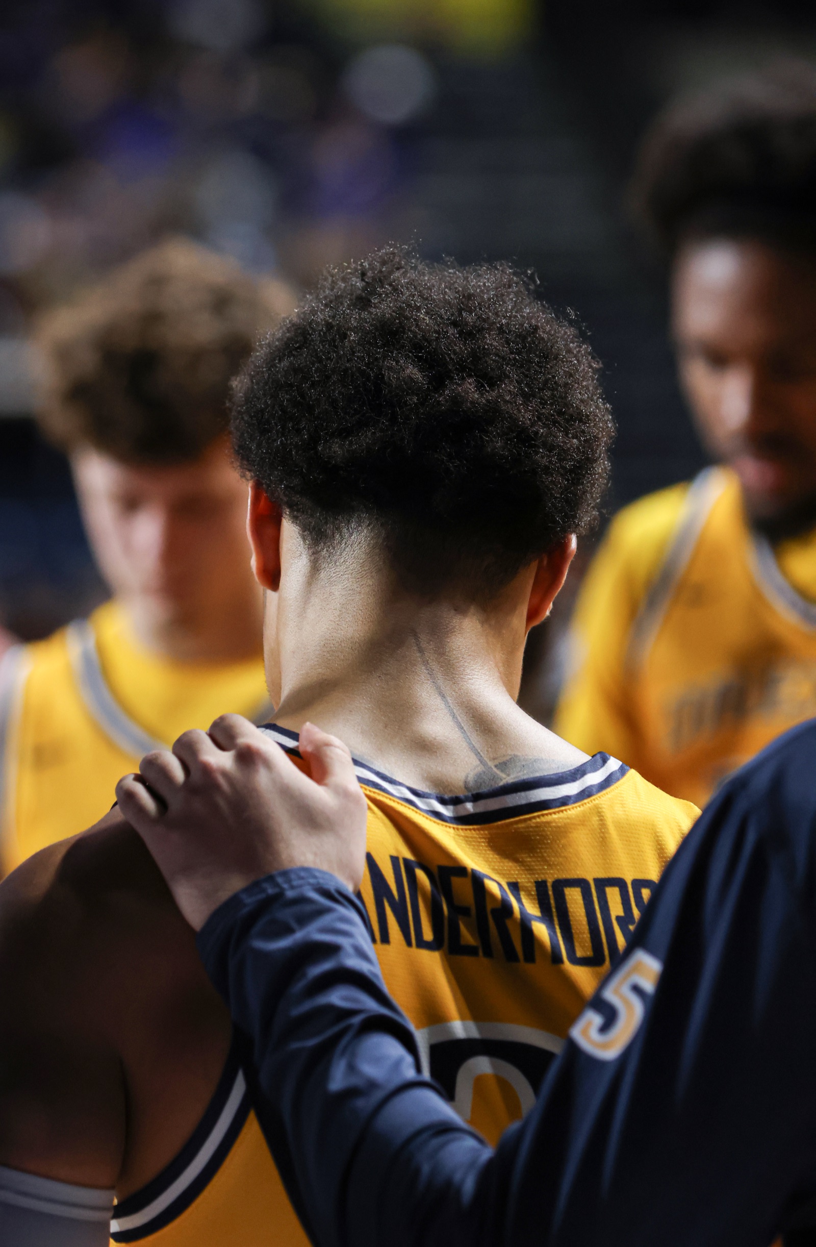 Drexel basketball huddle detail